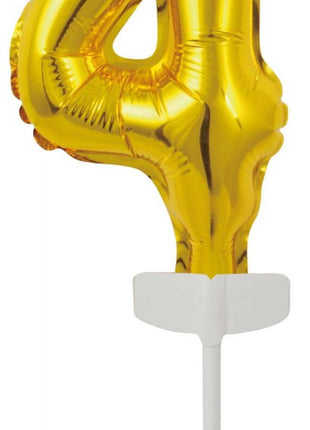 Gold, Arany 4-es szám fólia lufi tortára 13 cm
