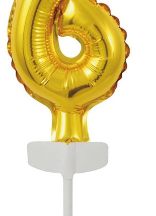 Gold, Arany 6-os szám fólia lufi tortára 13 cm