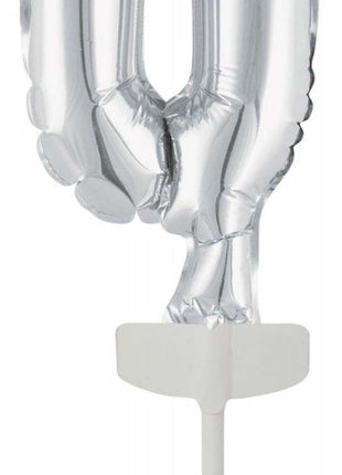 Silver, Ezüst 0-ás szám fólia lufi tortára 13 cm