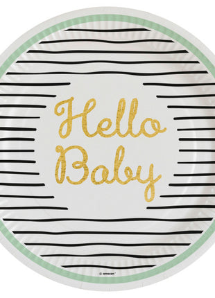 Hello Baby Gold papírtányér 8 db-os 23 cm