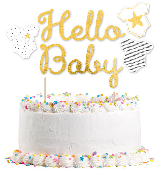 Hello Baby Gold torta dekoráció