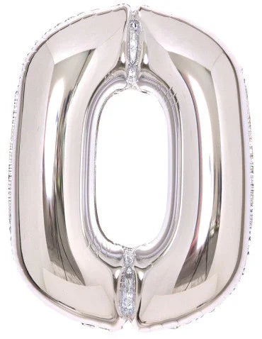 Silver, Ezüst 0-ás szám fólia lufi 66 cm
