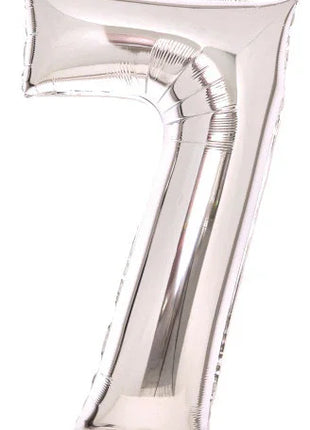 Silver, Ezüst 7-es szám fólia lufi 66 cm