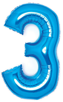 Kék Blue 3-as szám fólia lufi 66 cm