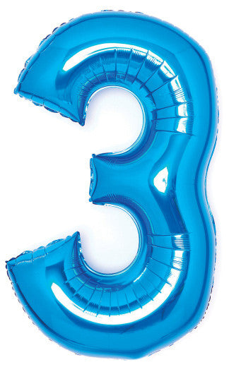 Kék Blue 3-as szám fólia lufi 66 cm