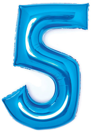 Kék Blue 5-ös szám fólia lufi 66 cm