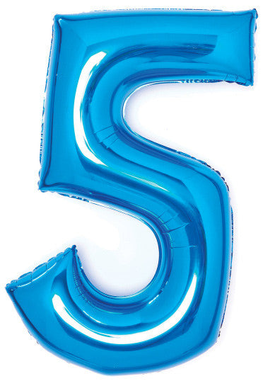 Kék Blue 5-ös szám fólia lufi 66 cm