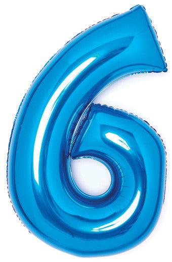 Kék Blue 6-os szám fólia lufi 66 cm
