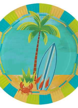Nyár Surf Party papírtányér 8 db-os 23 cm