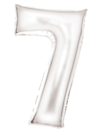 Lustre White, Fehér 7-es szám fólia lufi 86 cm
