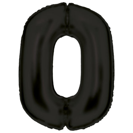 Lustre Black, Fekete 0-ás szám fólia lufi 86 cm