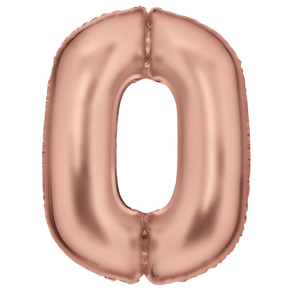 Lustre Rose Gold 0-ás szám fólia lufi 86 cm