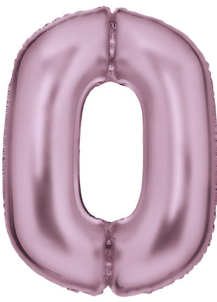 Lustre Pastel Pink, Rózsaszín 0-ás szám fólia lufi 86 cm
