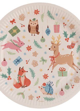 Téli erdő Winter Woodland papírtányér 8 db-os 23 cm