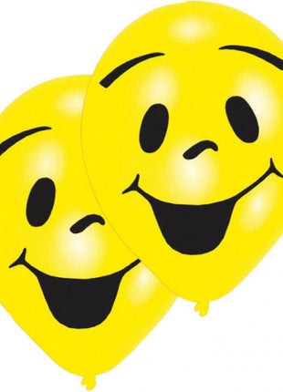 Emoji Smile léggömb, lufi 8 db-os 10 inch (25,4cm)