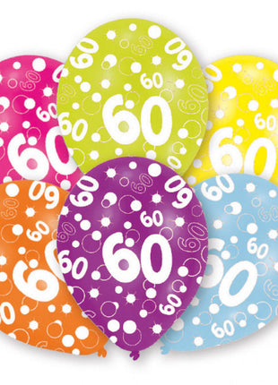 Happy Birthday 60 Colorful léggömb, lufi 6 db-os 11 inch (27,5cm)