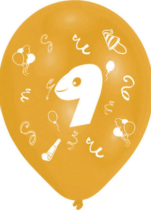 Happy Birthday 9 Ribbon léggömb, lufi 8 db-os 10 inch (25,4cm)
