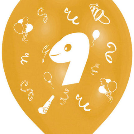 Happy Birthday 9 Ribbon léggömb, lufi 8 db-os 10 inch (25,4cm)