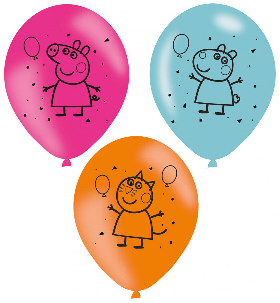 Peppa malac Confetti léggömb, lufi 6 db-os 11 inch (27,5cm)
