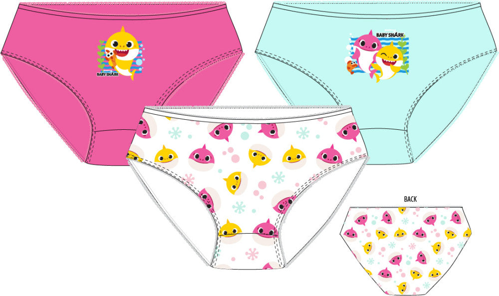 Baby Shark Pink gyerek fehérnemű, bugyi 3 darab/csomag  3 - 5 év / 92 - 110 cm