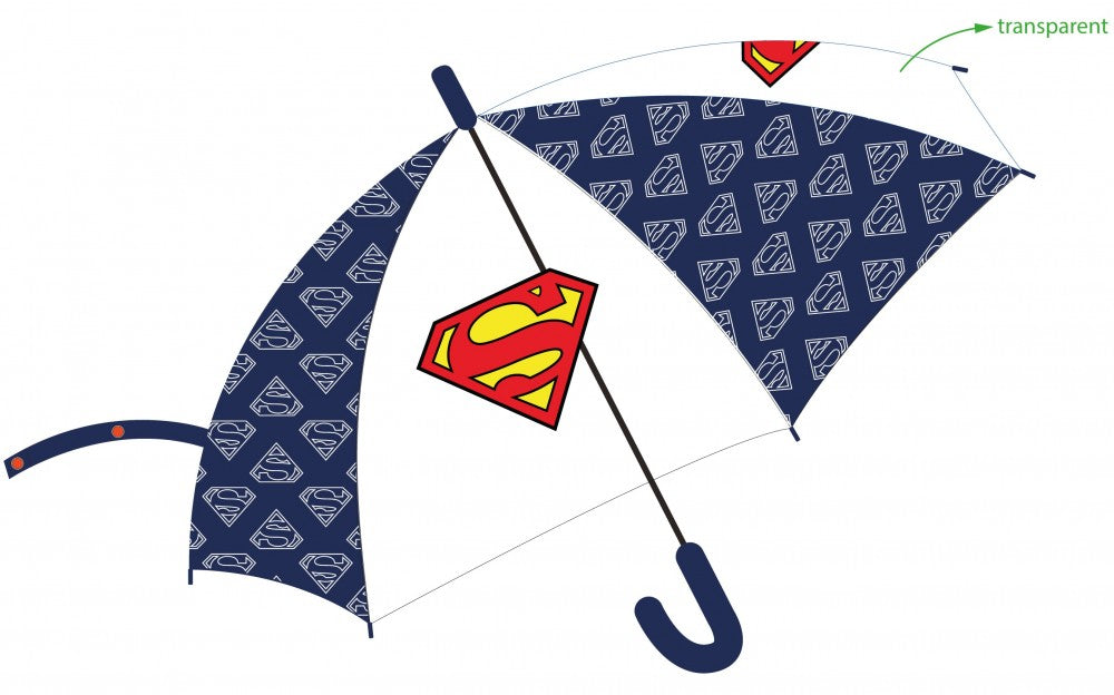 Superman gyerek félautomata átlátszó esernyő Ø80 cm