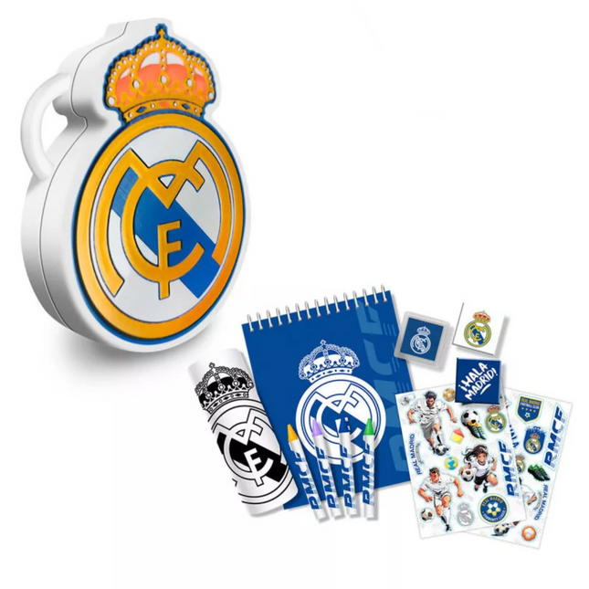 Real Madrid Emblem 3D írószer szett gyerekeknek és szurkolóknak – praktikus iskolai készlet focis mintával