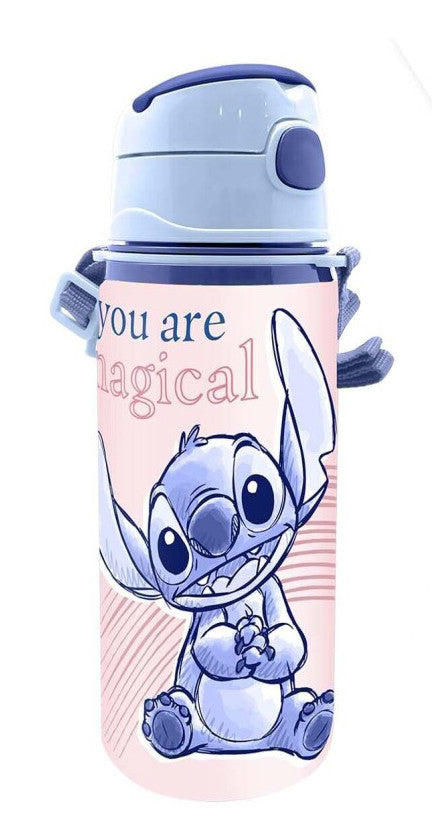 Disney Lilo és Stitch, A csillagkutya Magical alumínium szívószálas kulacs akasztóval 600 ml