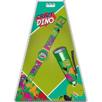 Dinoszaurusz Crazy digitális karóra + elemlámpa szett