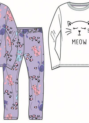 Cicás Meow gyerek hosszú pizsama 5 - 12 év / 110 - 152 cm