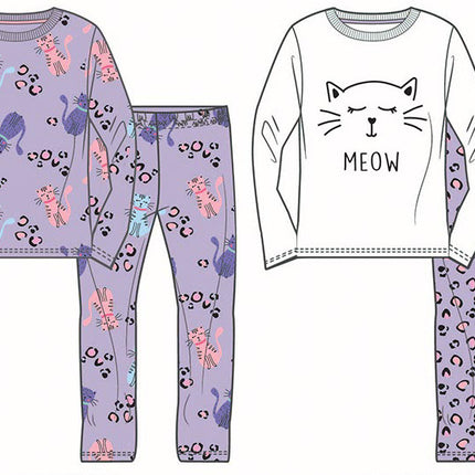 Cicás Meow gyerek hosszú pizsama 5 - 12 év / 110 - 152 cm