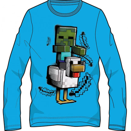 Minecraft Chicken Jockey gyerek hosszú ujjú póló, felső 6 - 12 év / 116 - 152 cm