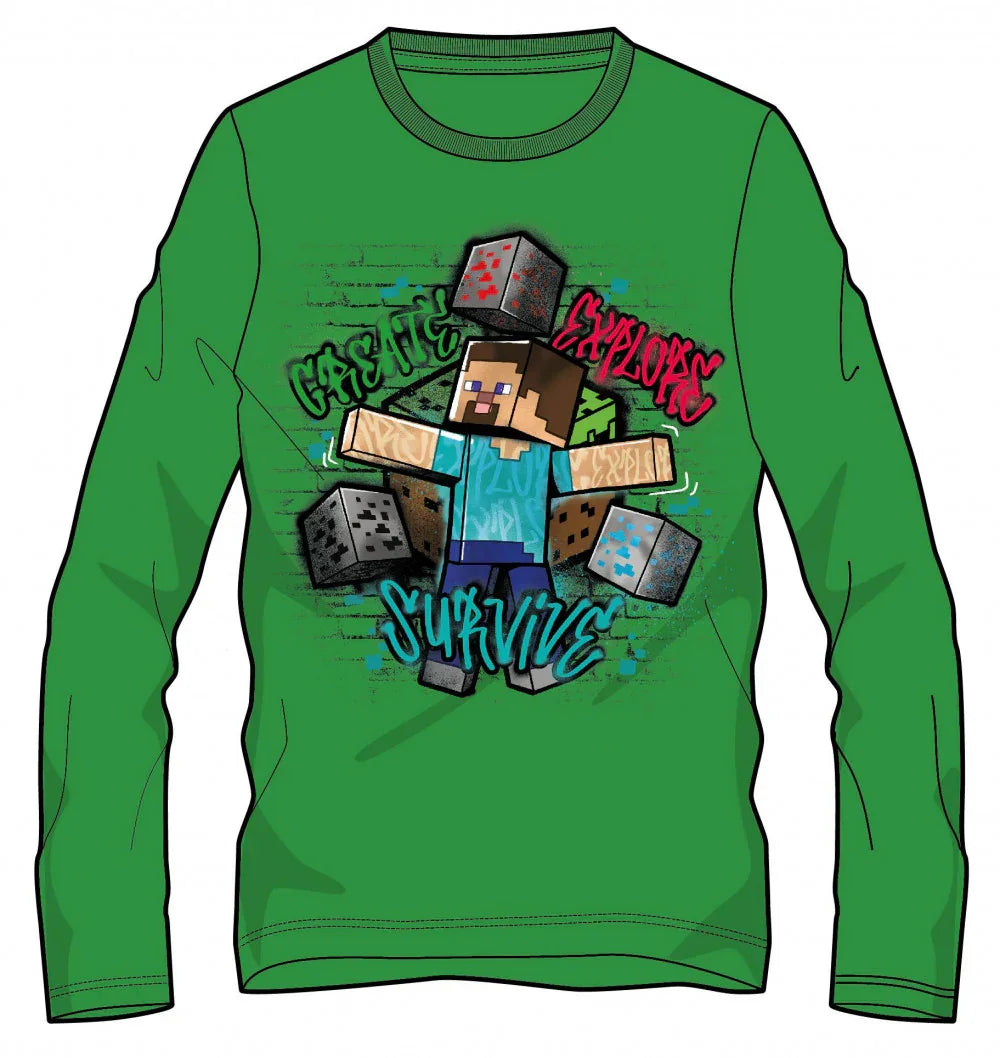Minecraft Survive gyerek hosszú ujjú póló, felső 6 - 12 év / 116 - 152 cm