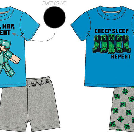 Minecraft Nap gyerek rövid pizsama 6 - 12 év / 116 - 152 cm