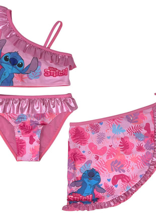 Disney Lilo és Stitch, A csillagkutya Tropic Pink gyerek bikini és sarong szett 4 - 10 év / 104 - 140 cm