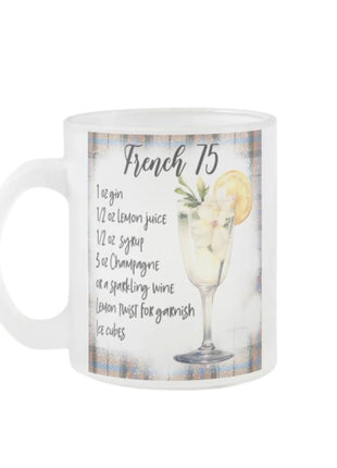Bögre amire a French 75 koktél recept van nyomtatva