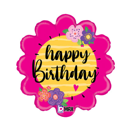 Happy Birthday Flowers fólia lufi 46 cm