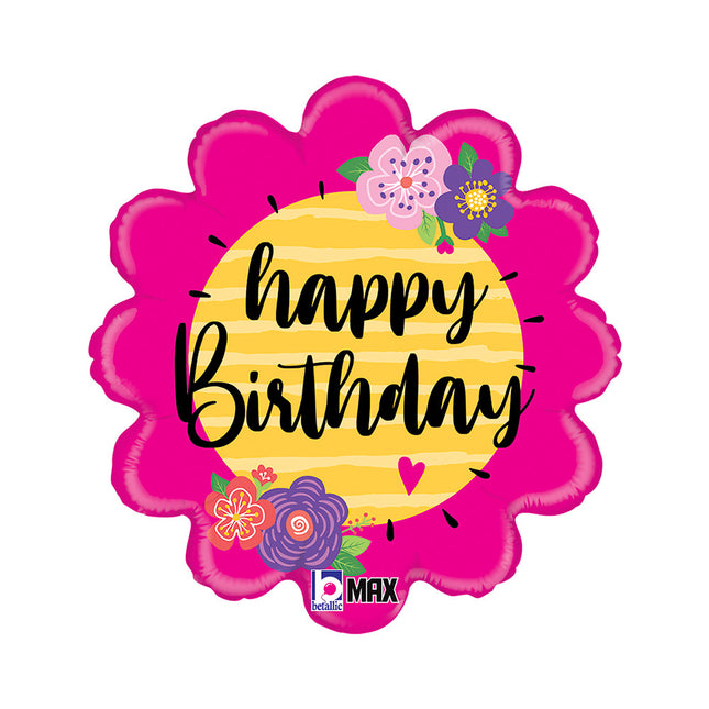 Happy Birthday Flowers fólia lufi 46 cm