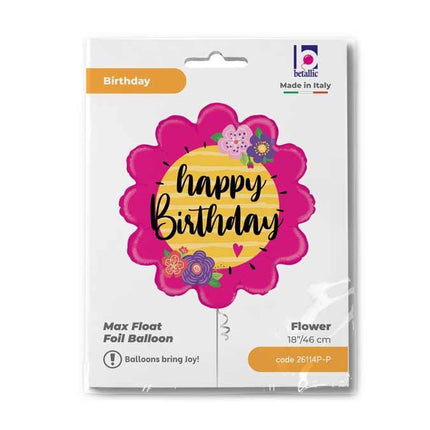 Happy Birthday Flowers fólia lufi 46 cm