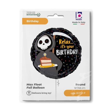 Happy Birthday Grim Reaper fólia lufi 46 cm