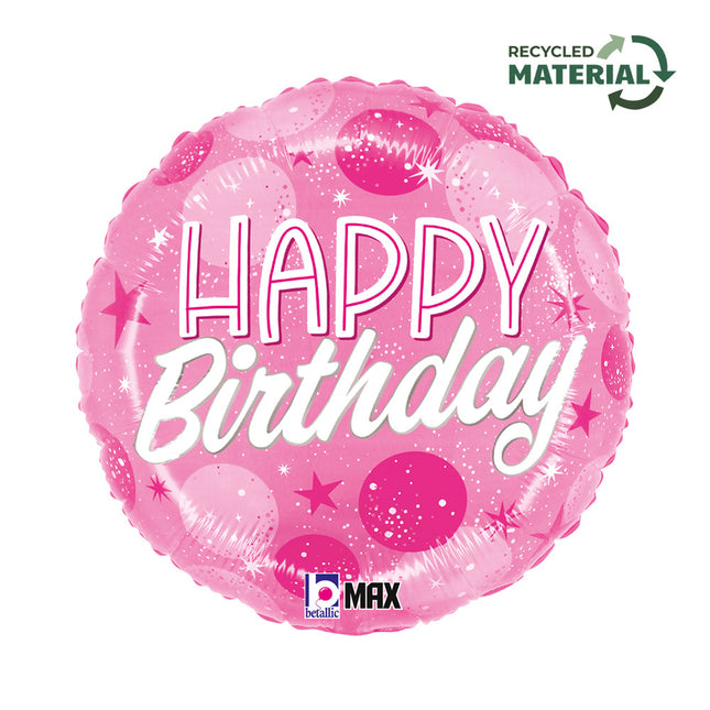 Happy Birthday Pink Spark fólia lufi 46 cm