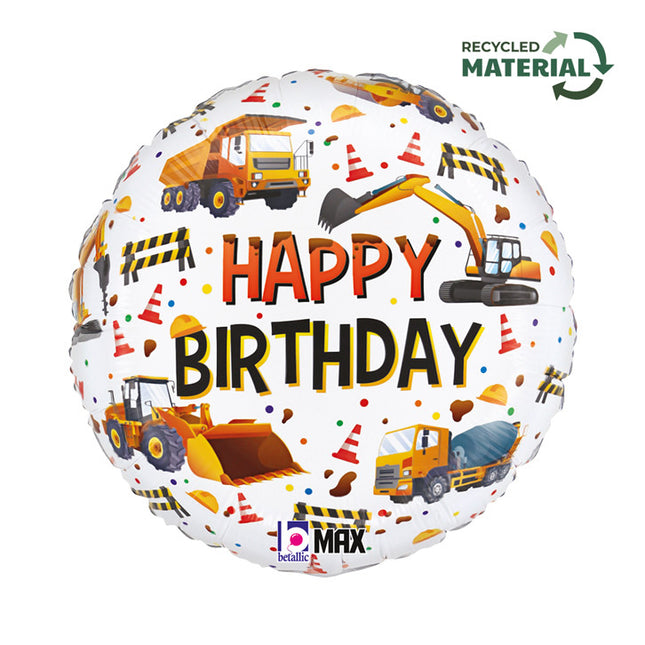 Happy Birthday Construction Equipment fólia lufi 46 cm