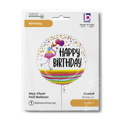 Happy Birthday Flamingo fólia lufi 46 cm