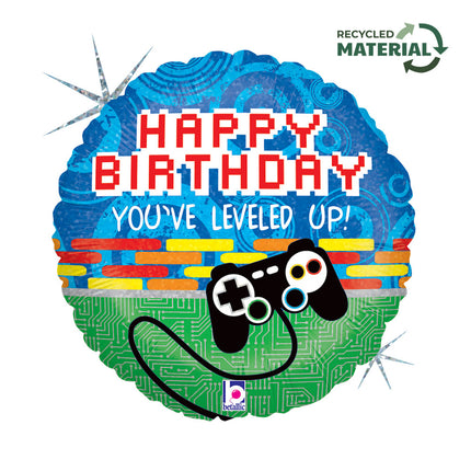 Happy Birthday Controller Holo fólia lufi 46 cm