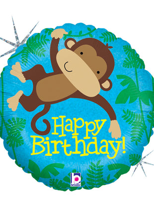 Happy Birthday Monkey Buddy Holo fólia lufi 46 cm