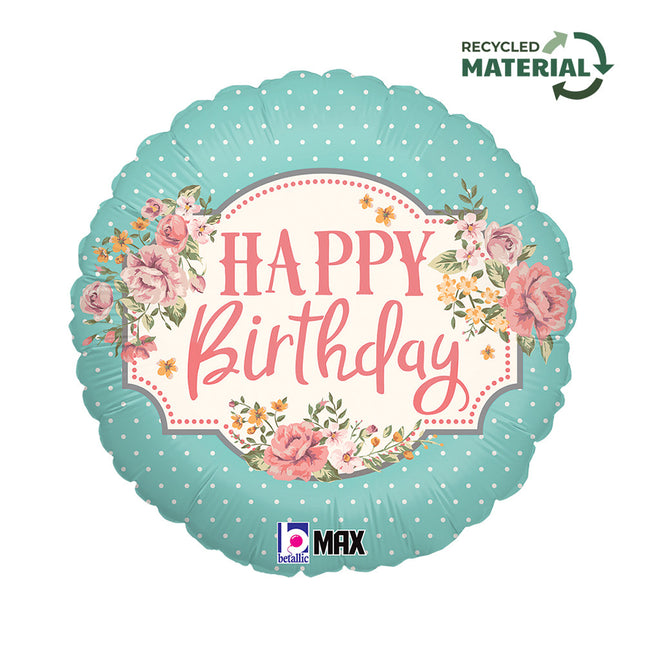Happy Birthday Vintage fólia lufi 46 cm