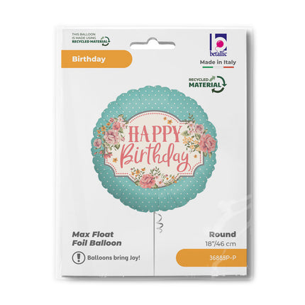 Happy Birthday Vintage fólia lufi 46 cm