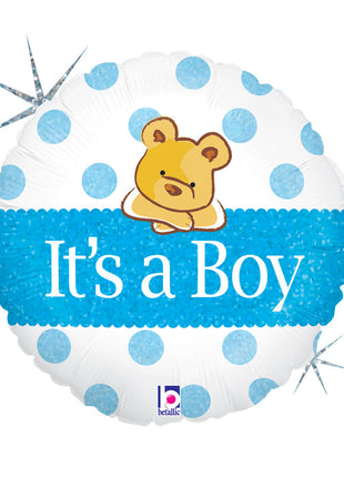 Baby Boy Bear Holo fólia lufi 46 cm