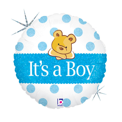 Baby Boy Bear Holo fólia lufi 46 cm