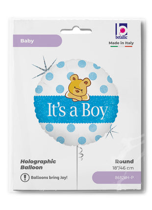 Baby Boy Bear Holo fólia lufi 46 cm