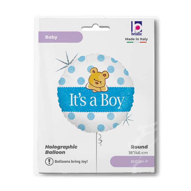 Baby Boy Bear Holo fólia lufi 46 cm